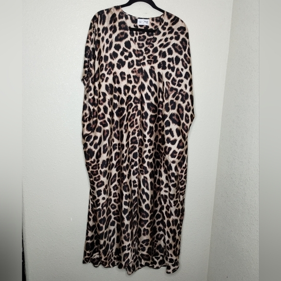 Iland Co Australia Cheetah Print Silk Blend Kaftan One Size - Picture 1 of 6